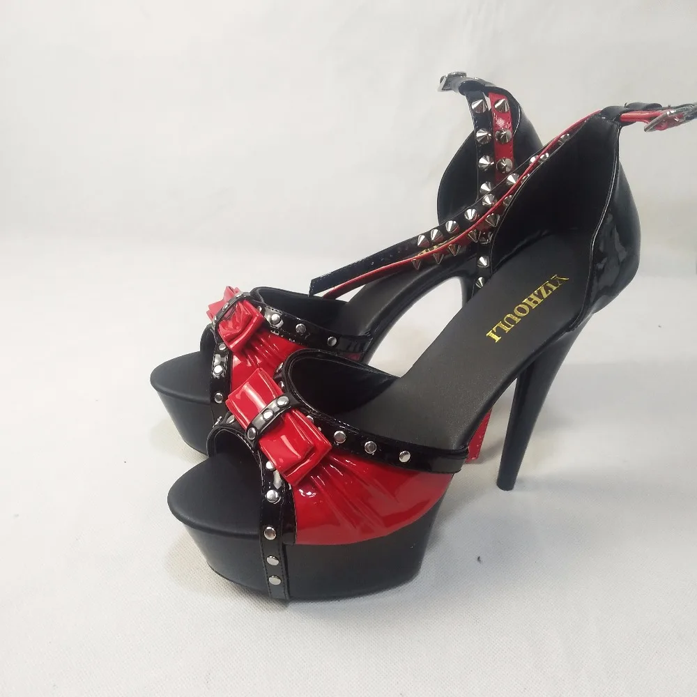 Модная обувь с уникальными заклепками сандалии на сверхвысоких каблуках 15 см