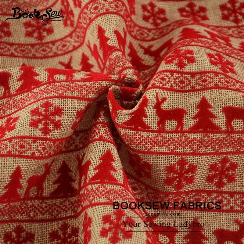 Booksew Лен Ткань жира четверти метра 50x145 см Новогодние товары Стиль Вышивание DIY для