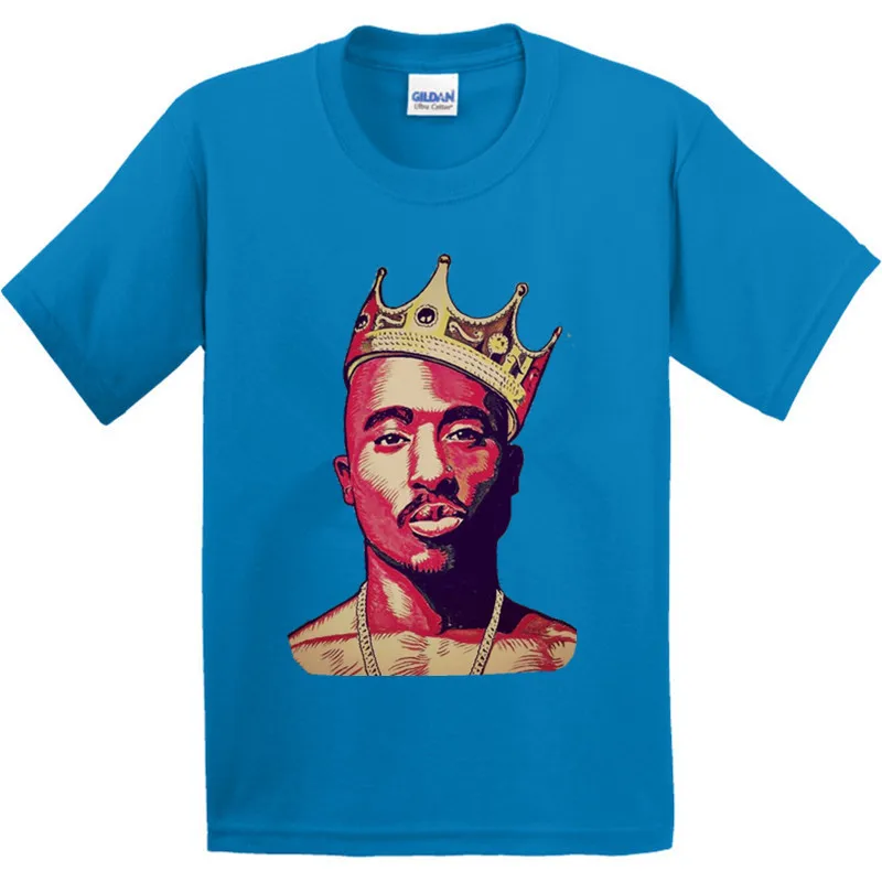 Детская футболка в стиле хип хоп Swag King 100% хлопок Tupac Amaru Shakur топы для мальчиков и