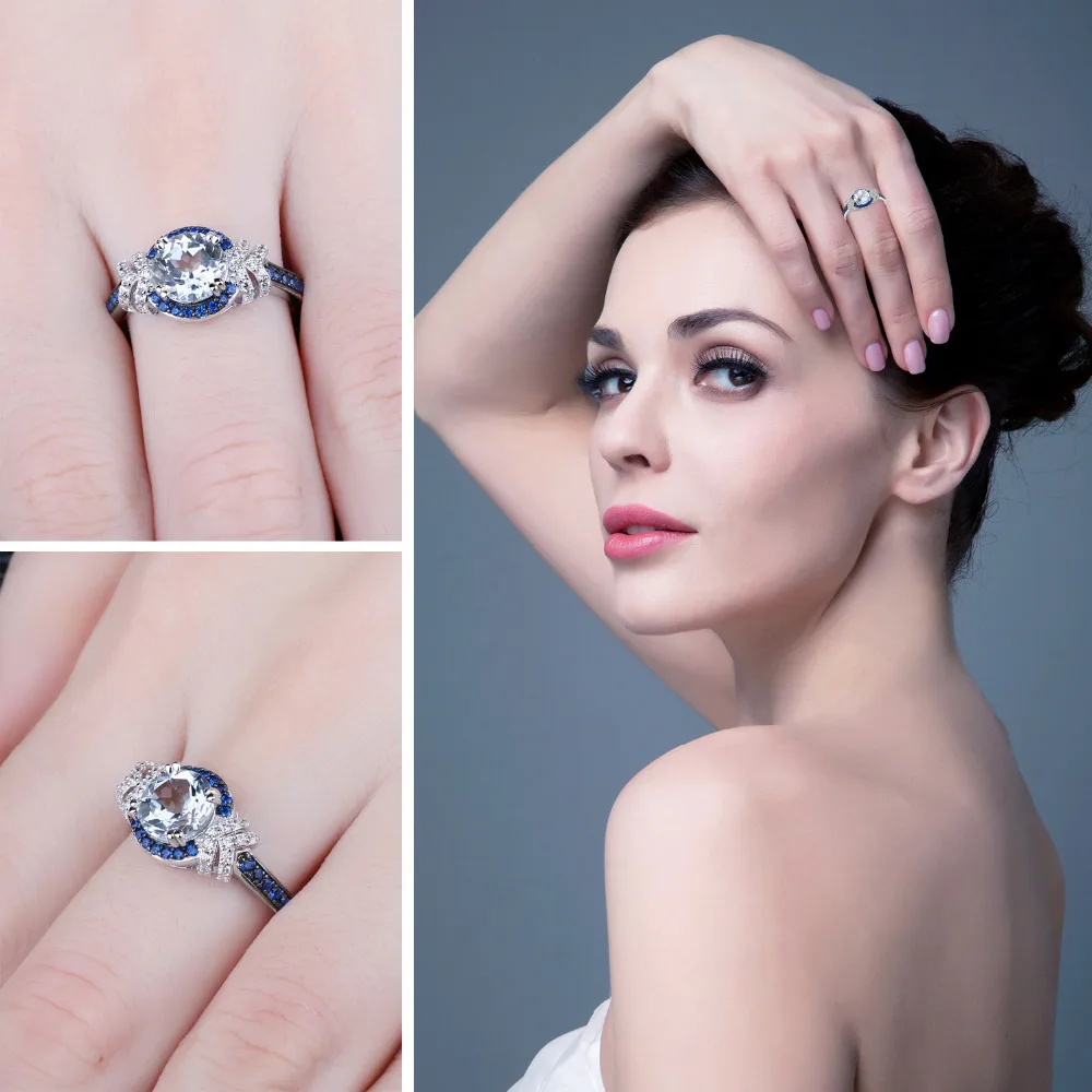 Jewelrypalace красиво площади создания Сапфир 3 Камни кольцо стерлингового серебра 925