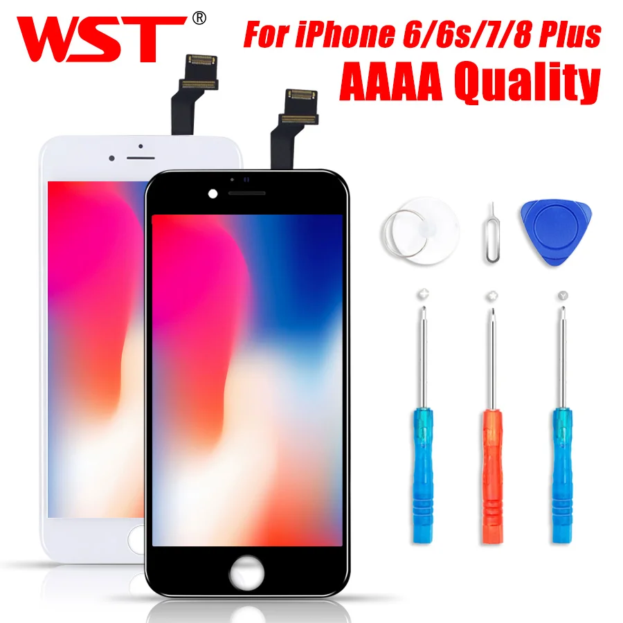 WST 3D сенсорный AAAA качественный ЖК экран для iPhone 7 6 6s 8 Plus дигитайзер модуль замена - Фото №1