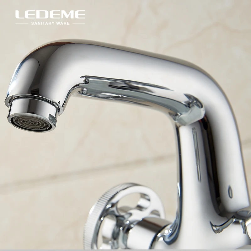 LEDEME хромированный полированный кран для ванной комнаты современный с двойной