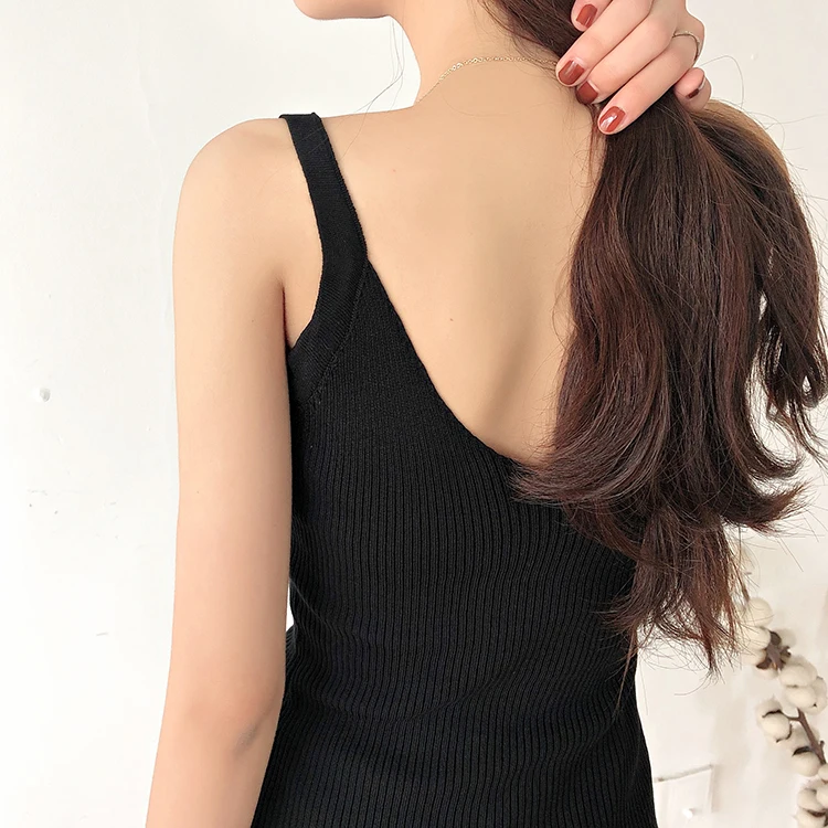 Женская однотонная майка с v образным вырезом женская трикотажная короткая