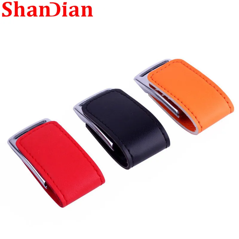 Брелок SHANDIAN из натуральной кожи и металла USB флеш накопитель на цепочке модный