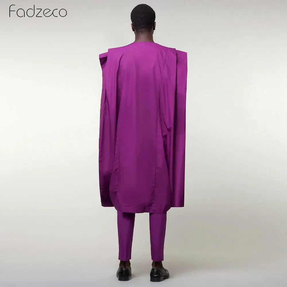 Fadzeco африканские мужские костюмы Дашики Топ рубашка брюки комплект из 3 предметов