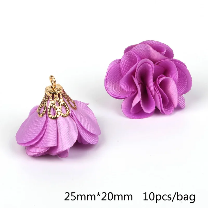 Light Purple 17 цветов, модный тканевый цветок, кисточка, подвеска, пряжка, сосуд, золотой цвет, Колокольчик для сережек, сделай сам, ювелирное изделие, изготовление - Цвет: Light Purple