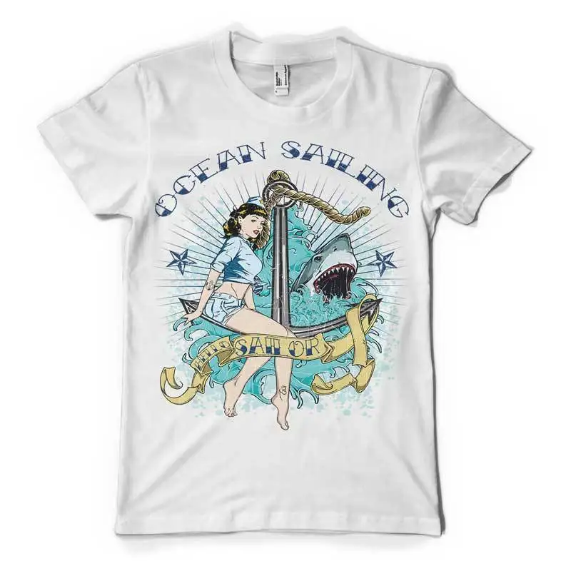 Новые футболки Забавные топы новые унисекс sailer sailor boat hot babe dtg мужские с принтом