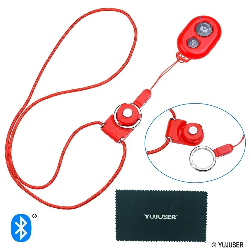 YUJUSER Универсальный Bluetooth спуск затвора камера Пульт дистанционного управления с съемный ремешок Ткань для очистки без батареи