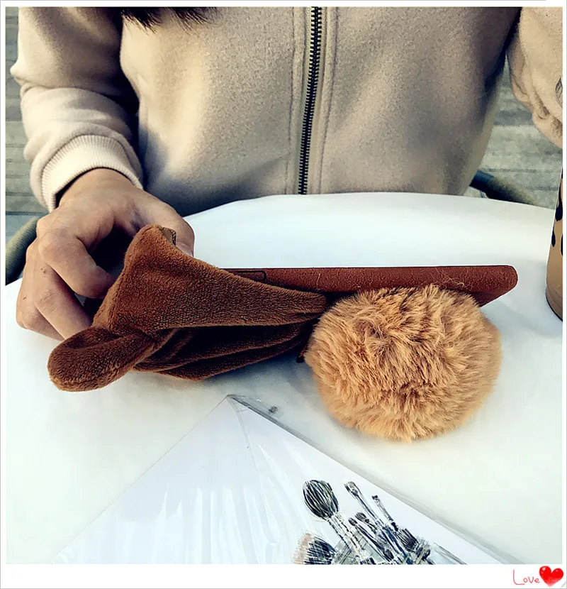 Ainike Cute Warm Fur Ball Bear Hat Phone Case For BBK Vivo X9s X20Plus Xplay5 X21i V15 Y17 Y3 Animal Ears Soft Furry Plush Cover |