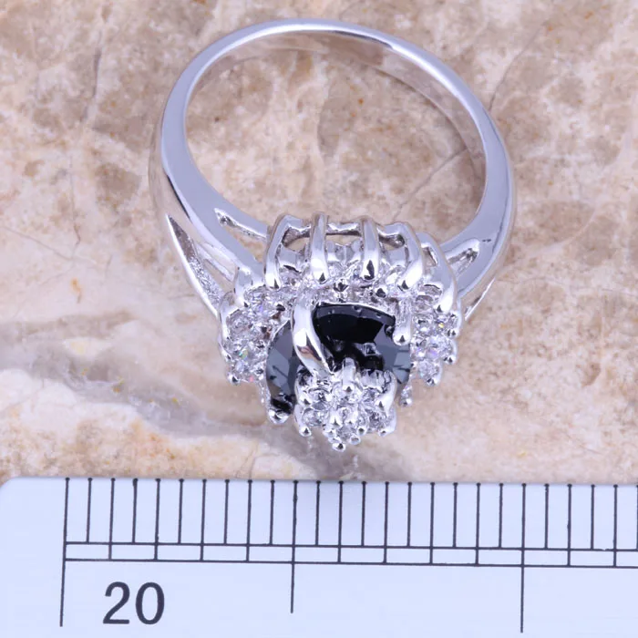 Идеальный белый CZ черный кубический цирконий посеребренный женский цветок