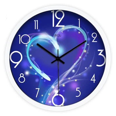 2016 креативные настенные часы с близкими сердцами и голубыми беззвучными часами
