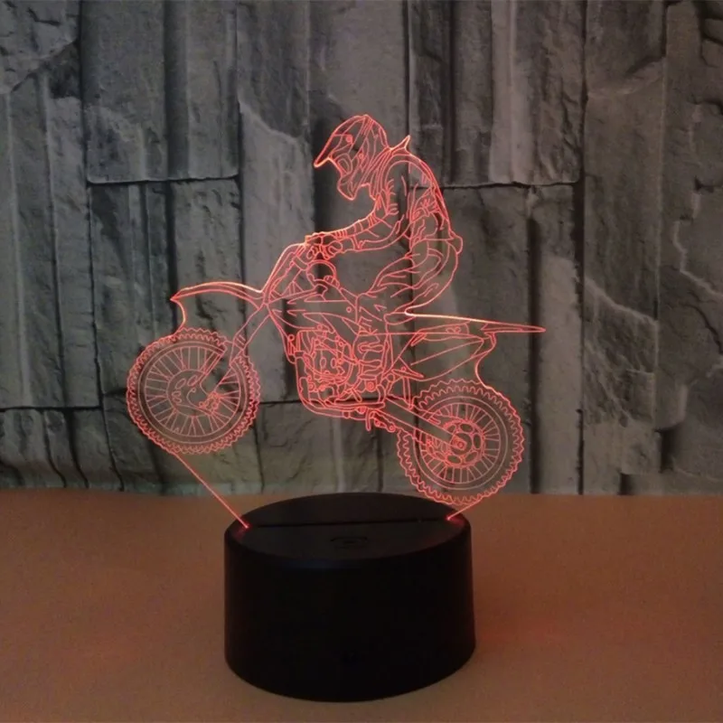 Цветной сенсорный 3d лампа Иллюзия светодиодный ночник USB настольная лампа для детей подарок прикроватная Спальня Мотоцикл 3D лампа