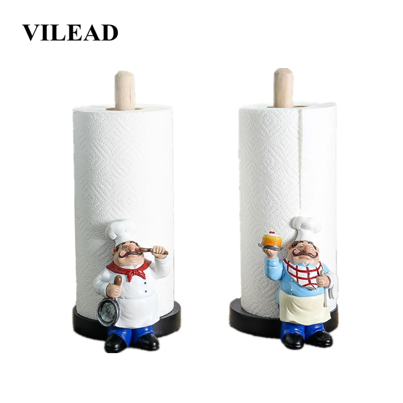 VILEAD 29,5 см смолы шеф-повара двухслойный бумажный держатель для полотенец статуэтки творческий дом торт магазин ресторан ремесла украшения орнамент