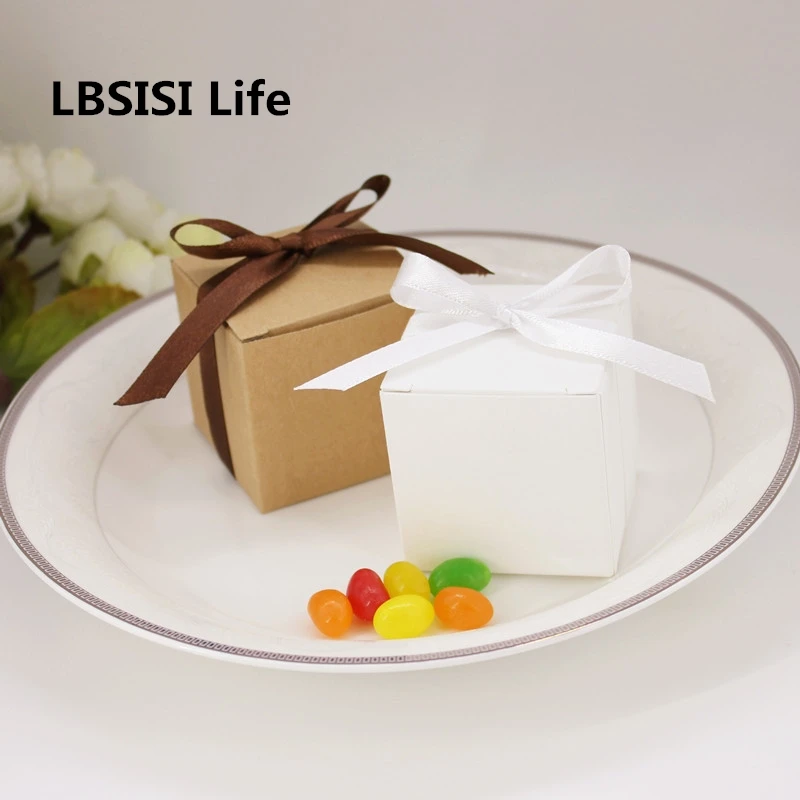 LBSISI Life 50 шт Свадебные коробки конфет квадратная коробка крафт бумага печенья DIY