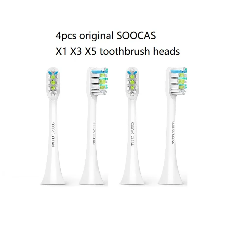 4pcs white Soocas X3 X1 X5 насадки для зубных щеток для Xiaomi Mijia X3 насадка для зубной щетки оригинальная звуковая электрическая сменная насадка для зубной щетки s 2 шт - Цвет: 4pcs white