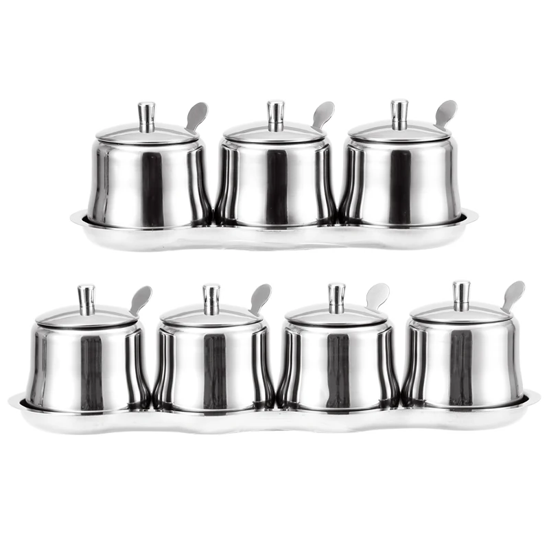 

304 stainless steel seasoning box set household combination with MSG salt cans kitchen supplies WF715404