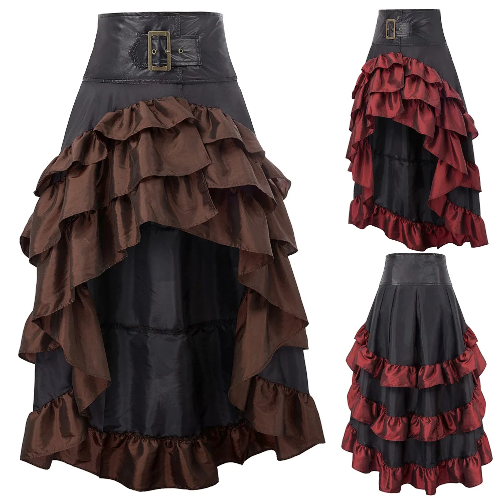 Женская юбка уличная Клубная вечеринка Ретро стиль стимпанк готика открытая
