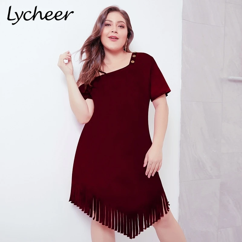 Женское винтажное платье с кисточками Lycheer однотонное вечернее коротким рукавом