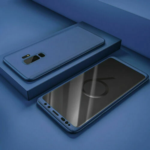 Blue Luxury 360 Degree Full cover Case For Samsung Galaxy S10 S9 S8 Plus S7 Edge Shockproof Phone Cases For Samsung Note 8 9 Case - Цвет: Blue