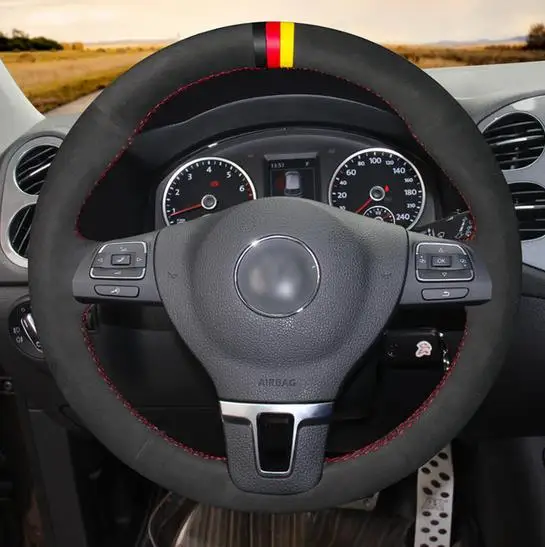 Замша натуральная кожа для рукоделия Руль Обложка Volkswagen VW Golf Tiguan Passat B7 CC Touran Jetta