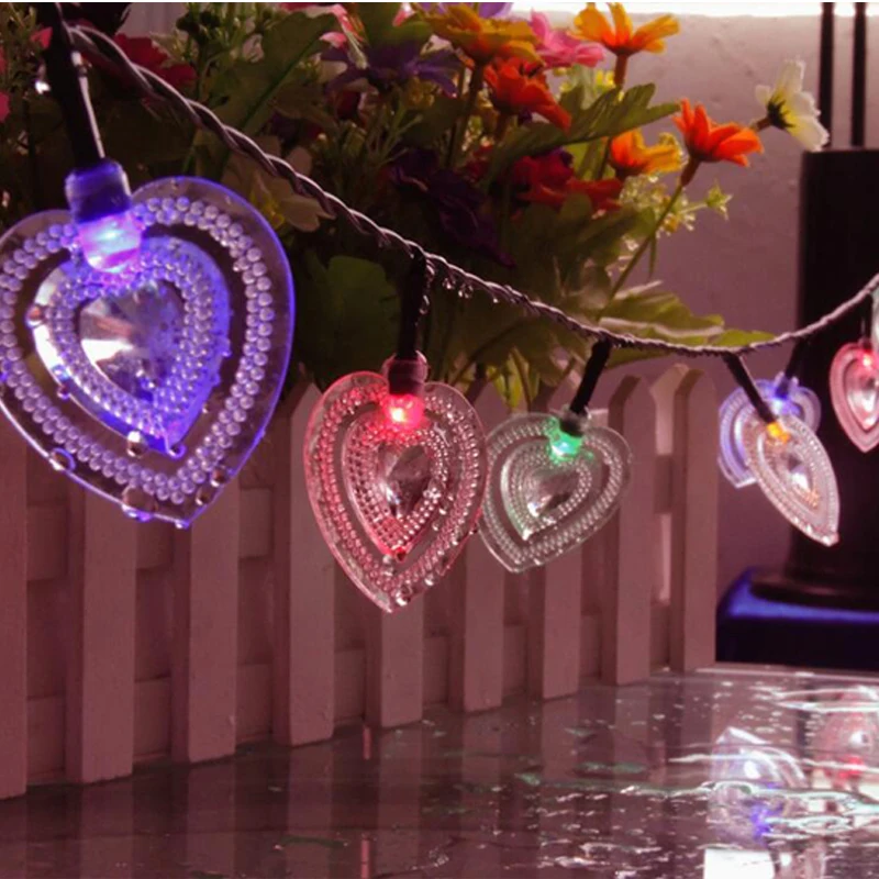20LED солнечный свет Открытый водонепроницаемый в форме сердца Солнечная Гирлянда