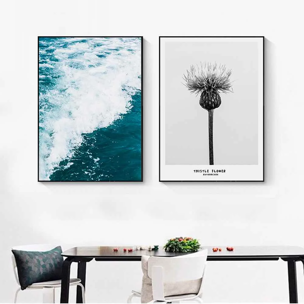 HAOCHU Seascapes Spoondrift Canvas Painting For Living Room Home Decor Print Poster Simple Nordic Wall Picture | Дом и сад