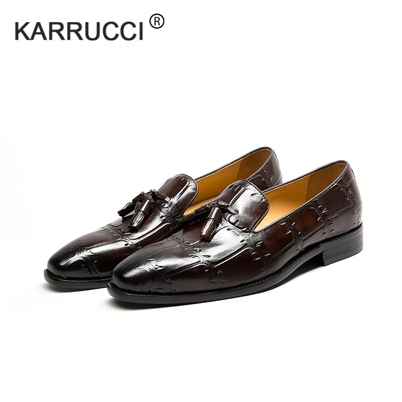 KARRUCCI 2020 мужские уличные модные лоферы с кисточками из натуральной кожи
