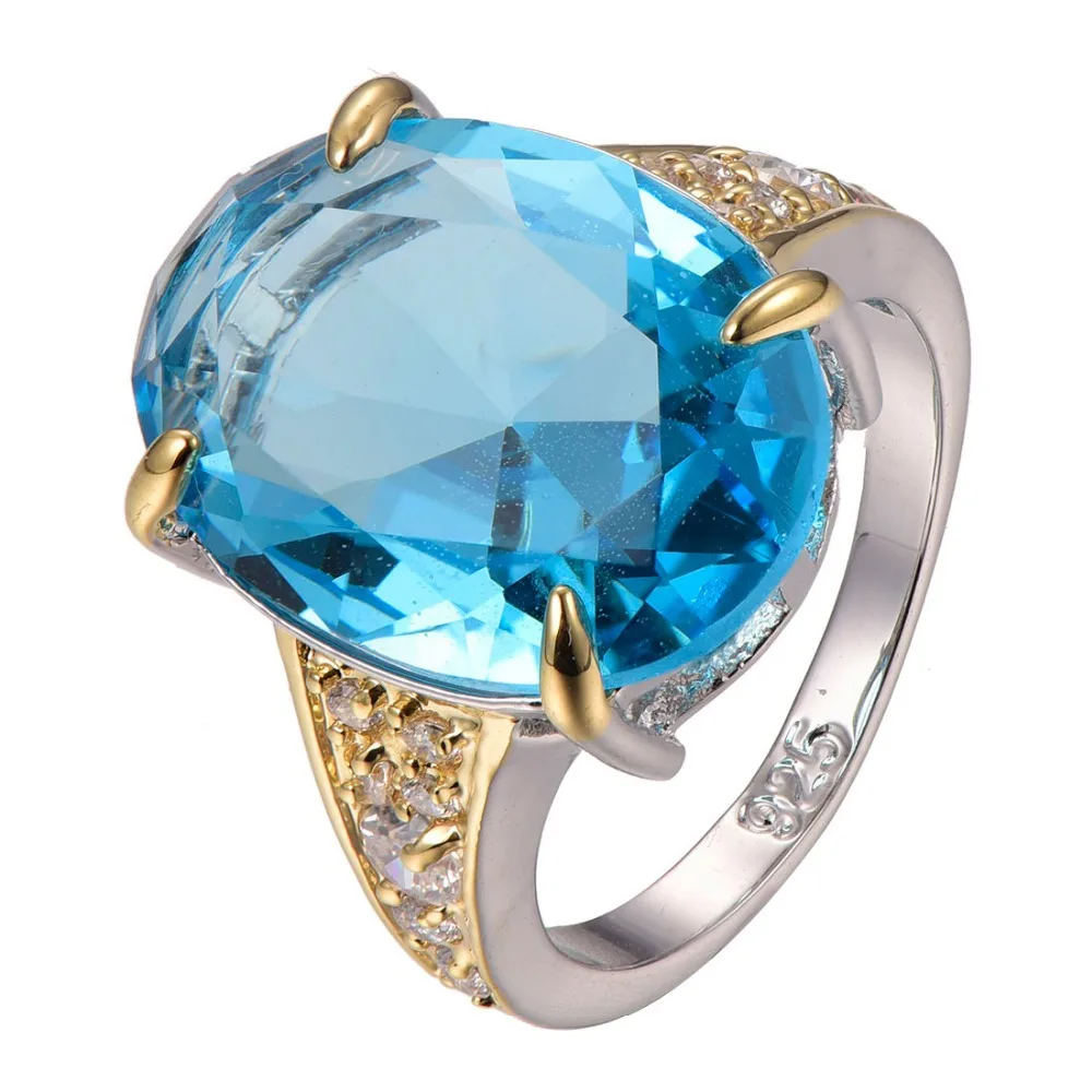 Огромное синее циркониевое кольцо с кристаллом размер 6 7 8 9 10 F1298|ring size|925 sterling silver