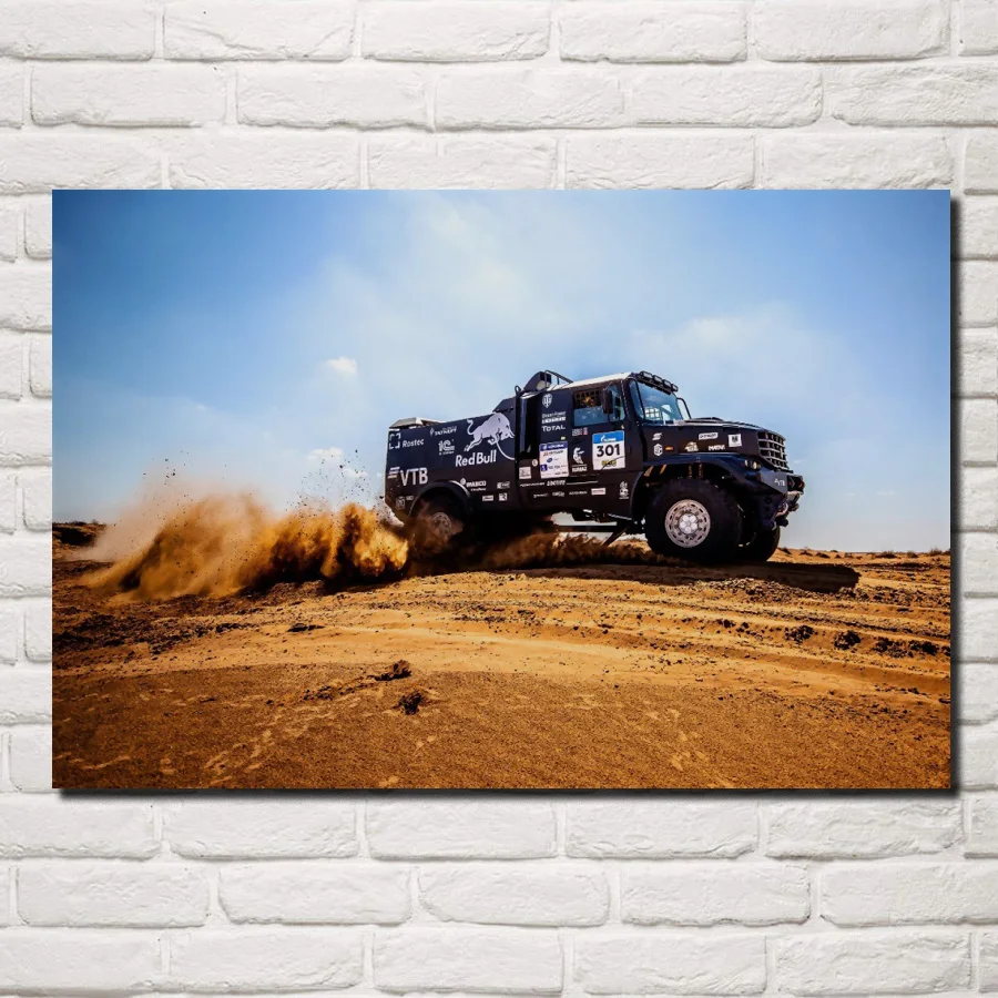 Художественный плакат desert rallying truck racing тканевый с изображением транспортных