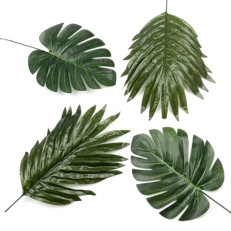 12 Pcs Artificial Palm Fake Monstera Tree Leaves Green Plastic Leaf Wedding Home Party Arrangement Decorationnt Decoration | Дом и сад