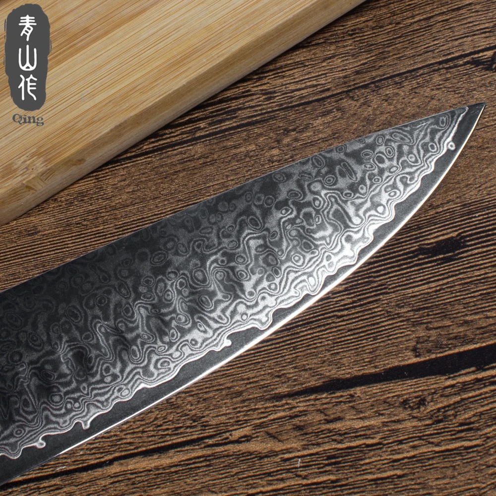 Цин бренд Дамасская сталь кухонный нож деревянная ручка Дамаск 8 дюймов