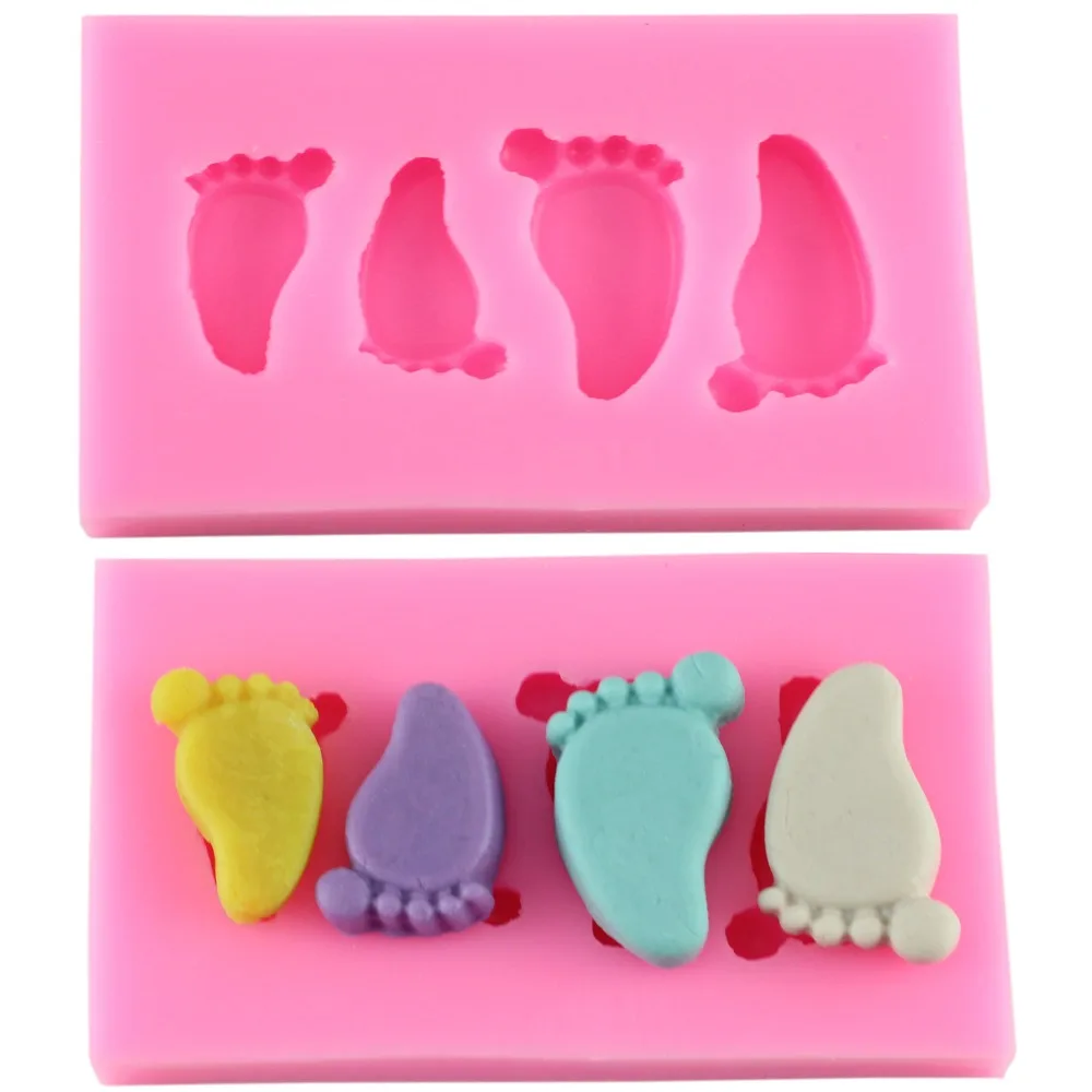Cute Baby Foot Silicone Fondant Molds Chocolate Mold Sugar Craft Cake Decorating Baking Tools Resin Clay Candy Moulds