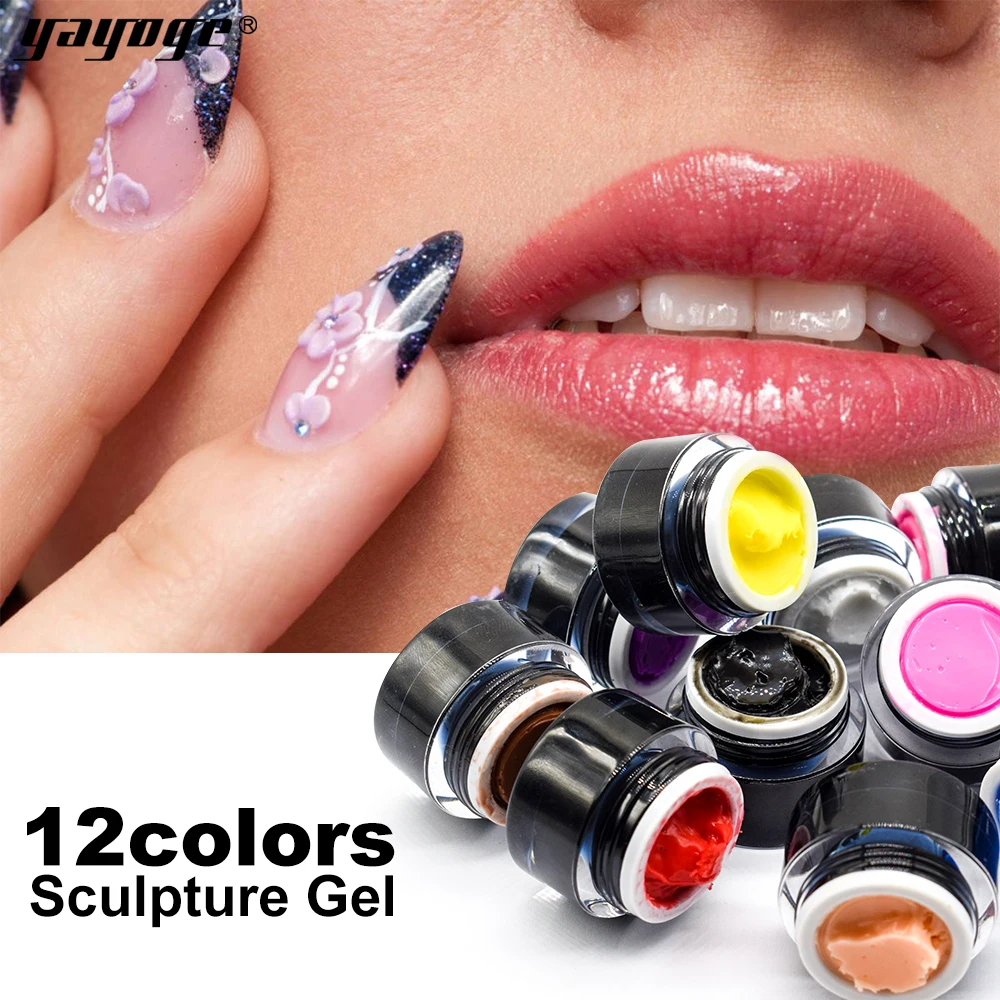 

YAYOGE 3D carve painting gel 10G Sculpture Carved Glue Gel Varnish Modelling Decor Gel Nail Polish 12 colors