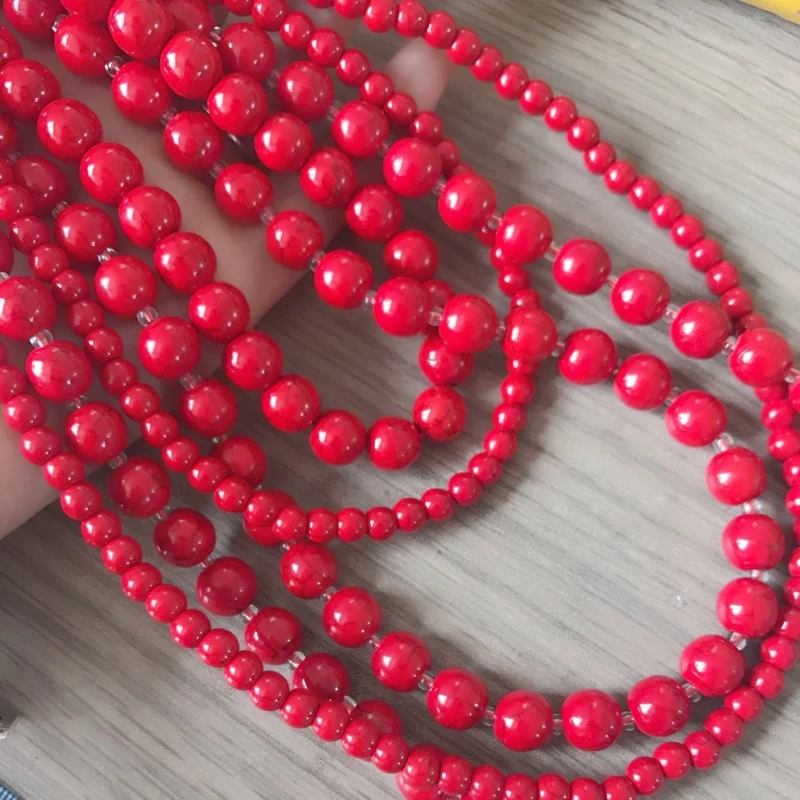 Новинка массивное красное ожерелье с воротником из натурального камня и мрамора