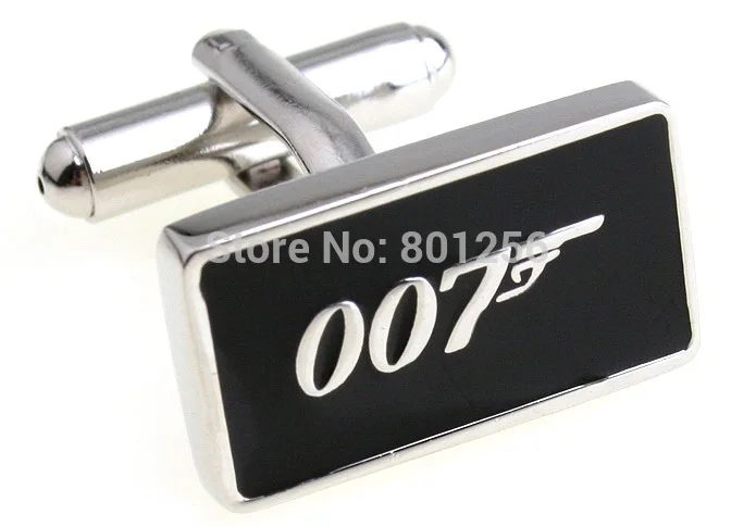 Акция! 007 черные Запонки модная новинка Джеймс Бонд дизайн фильма медный материал