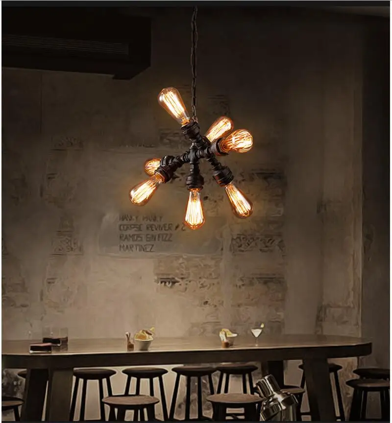 Industrial Style Rustic Pendant Lamp Water Pipe Lights Fixtures with 7 Art Decoration Lighting | Лампы и освещение