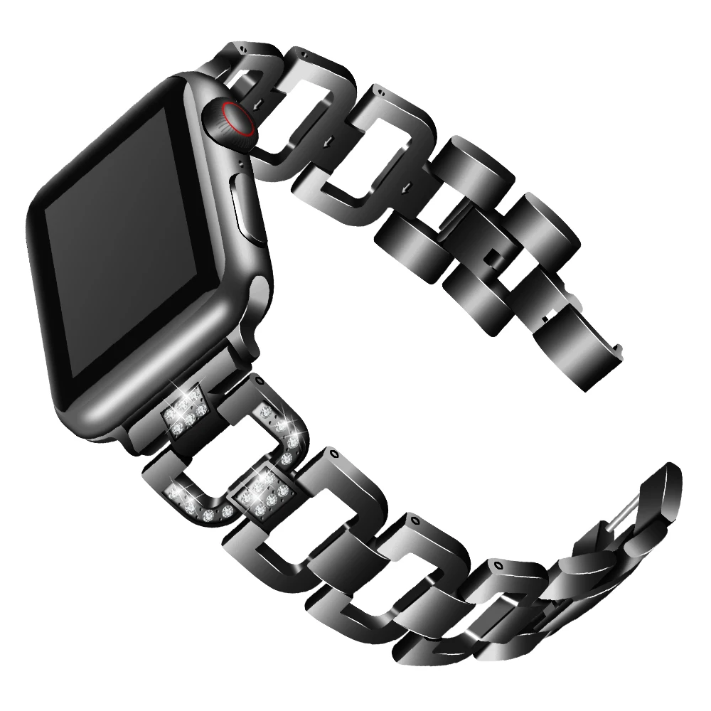 Ремешок Joyozy из нержавеющей стали для Apple Watch, стразы, бриллиантовый ремешок 38 мм, 42 мм, серия для Apple Watch 40 мм, 44 мм, серия 4