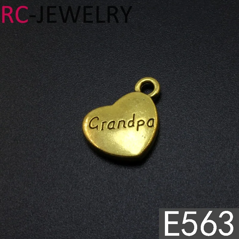 40 шт. смешанные Античное золото сердце Талисманы дедушка бабушка дочь сын mon папа