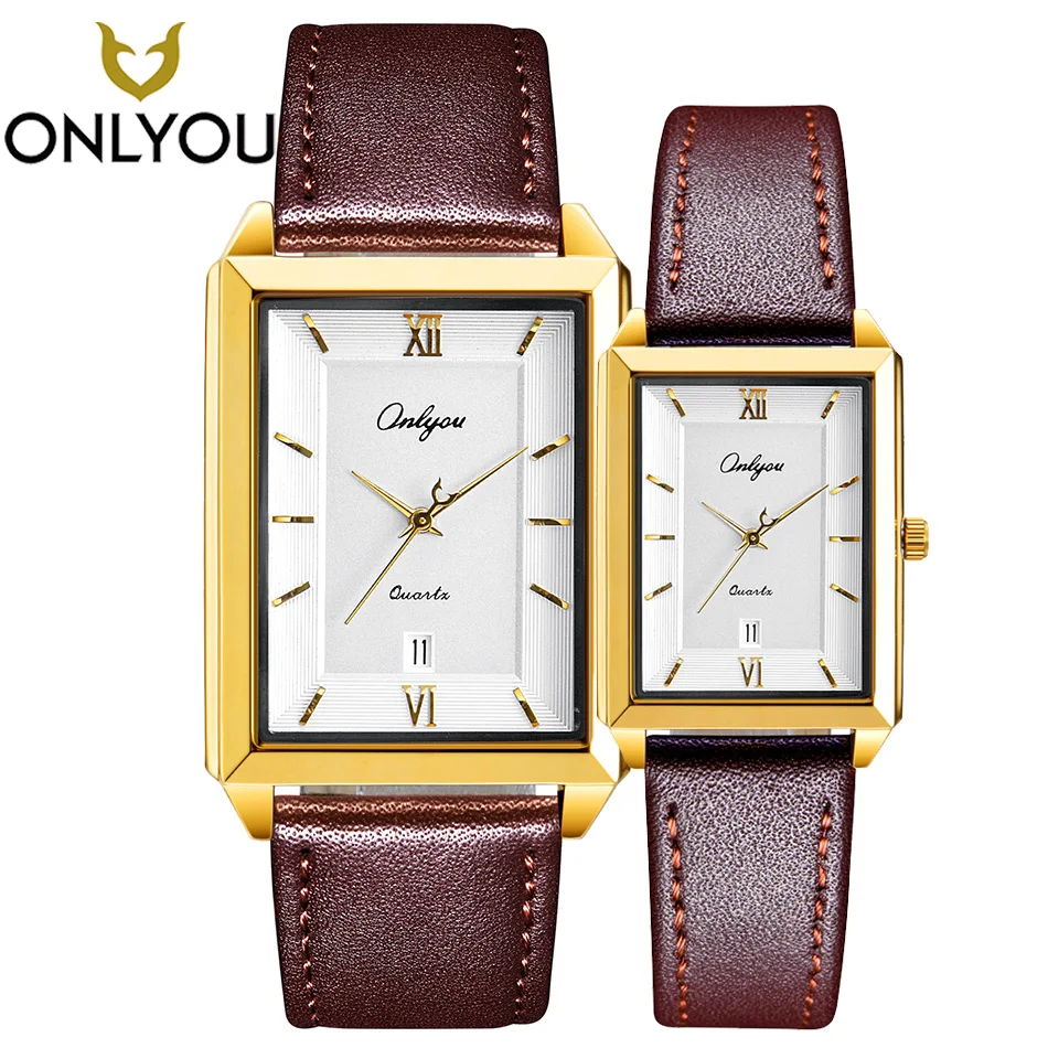 ONLYOU любовника пару часов День святого Валентина подарки Юбилей Золото кварцевые