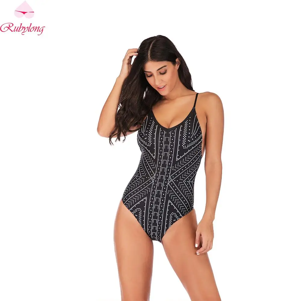 Rubylong 2019 плюс размер цельный купальник женский с ремешками купальный костюм