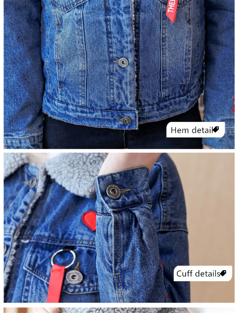 

2018 New Korean Short Denim Jacket Female Autumn Winter Thickening Slim Lamb Cashmere Coat For Women Casual Jeans Outerwear