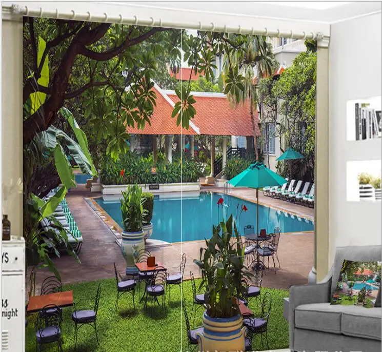 

High precision 3D Window Curtain Living Room wedding Bedroom Swimming Pool Drapes Rideaux Cortinas Customized size pillowcase