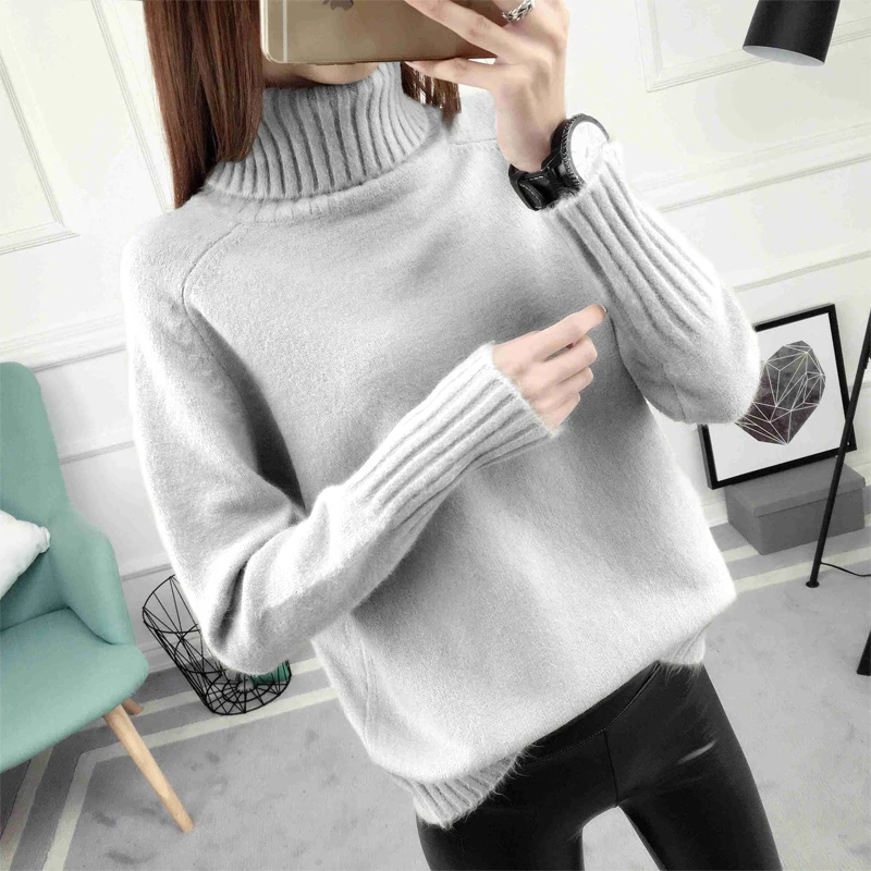 Autumn new loose high collar pullover autumn and winter models 2020 fashion solid color long-sleeved bottoming sweater tide | Женская