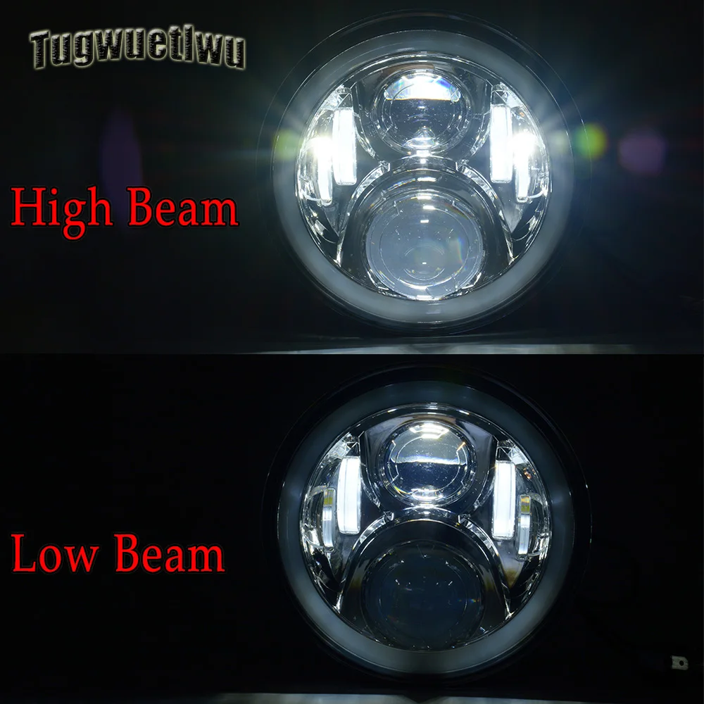 2pcs 7inch 7" LED Headlight RGB DRL Halo Ring APP Control Multicolor Bluetooth for Lada 4x4 urban Niva Jeep Wrangler TJ JK LJ CJ |