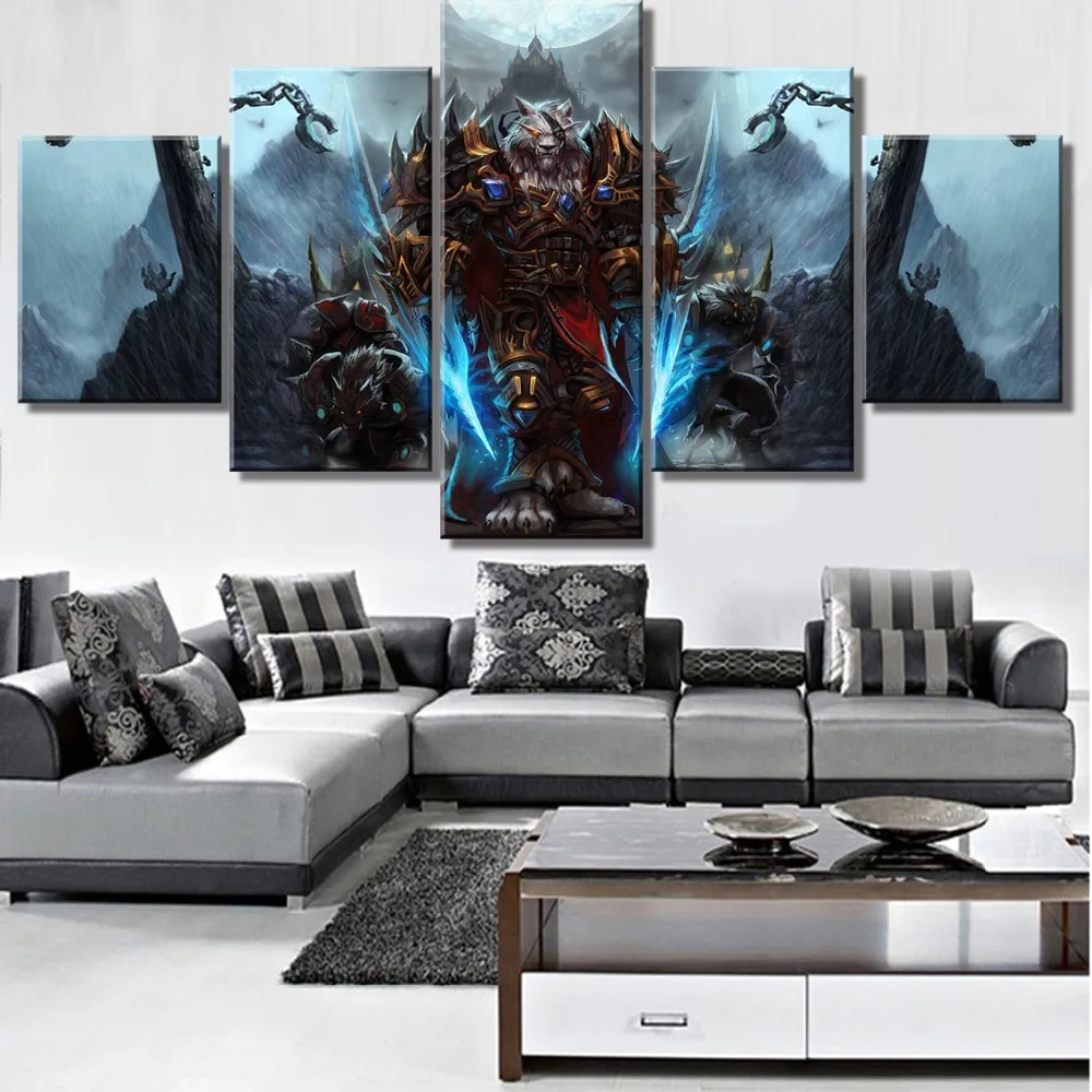 5 шт. в раме художественное искусство Warcraft Wolf Game современные декоративные картины
