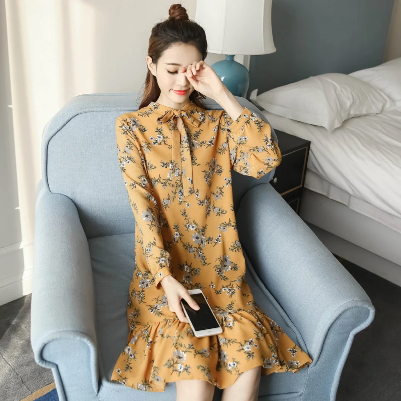 Женское винтажное платье с бантом зеленое/желтое/черное свободное приталенное