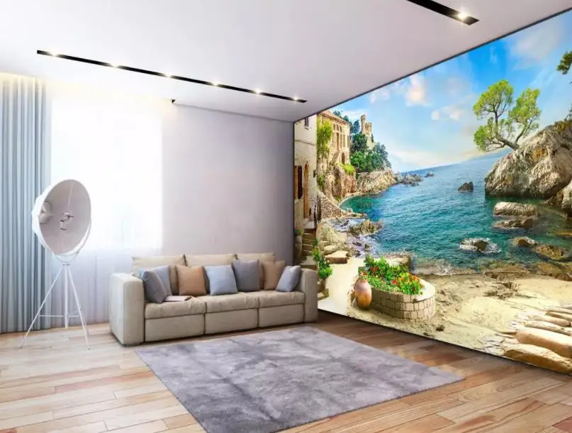 Домашний декор покрытие стен гостиной сад вид на море 3d фон для телевизора