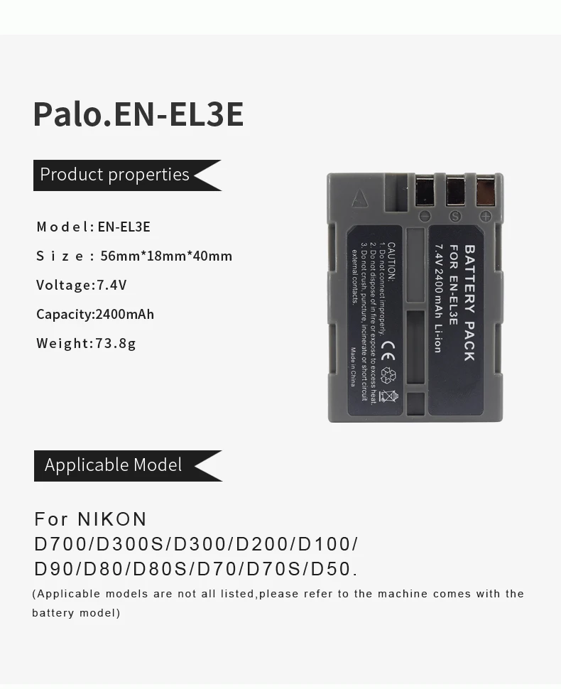 Palo RU EL3 EN-EL3E ENEL3E Камера Батарея пакет для Nikon D90 D80 D300 D300s D700 D200 D70 D50 D70s D100 D-100 D-300 D-70 D-90