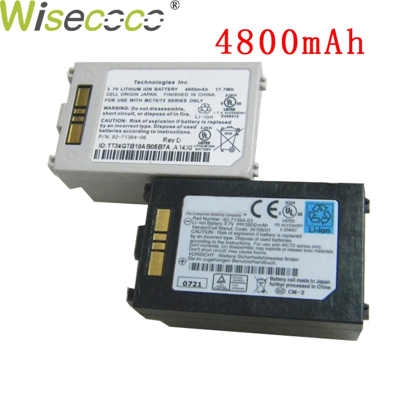

WISECOCO в наличии используется 4800mAh 82-71364-06 Аккумулятор для Motorola Zebra Symbol MC70 MC7090 MC75 MC75A MC75A6 MC75A8 MC7596
