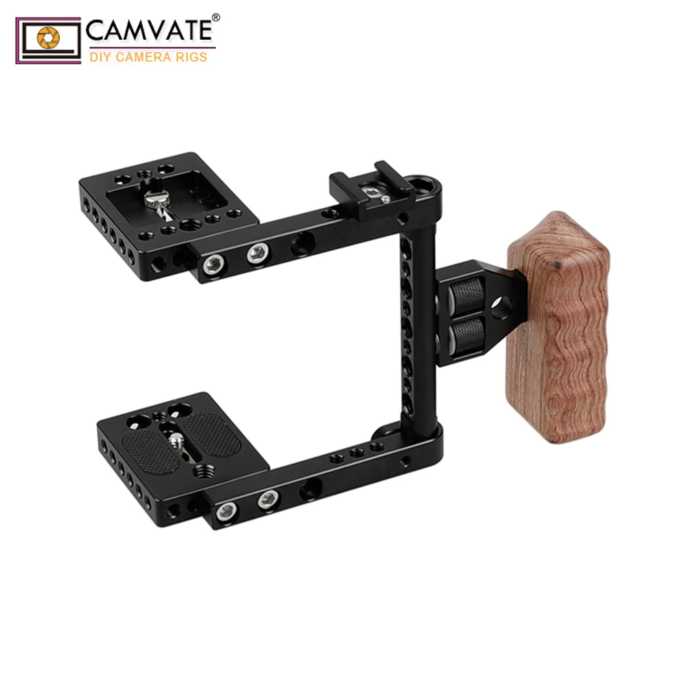 CAMVATE Камера клетка Риг с деревянной Левая рукоятка и башмак 1/4 &quot 20 3/8&quot 16 точки